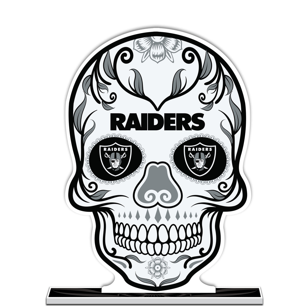 Raiders Black And White Fabric Drawstring backpack Football String Nation Skull Raiders leaving Oakland where every Sunday was Halloween main image 4
