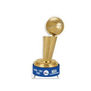 NBA Philadelphia 76ers Championship Larry O'Brien Trophy Acrylic Plaque