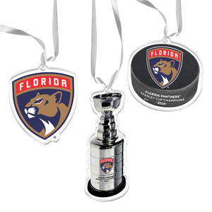 NHL Florida Panthers Stanley Cup Champions Acrylic Ornament 3-Pack