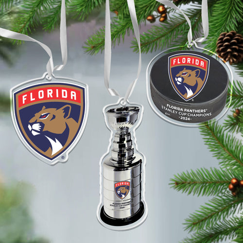 NHL Florida Panthers Stanley Cup Champions Acrylic Ornament 3-Pack