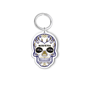 NFL Baltimore Ravens Acrylic Día De Los Muertos Skull Keychain