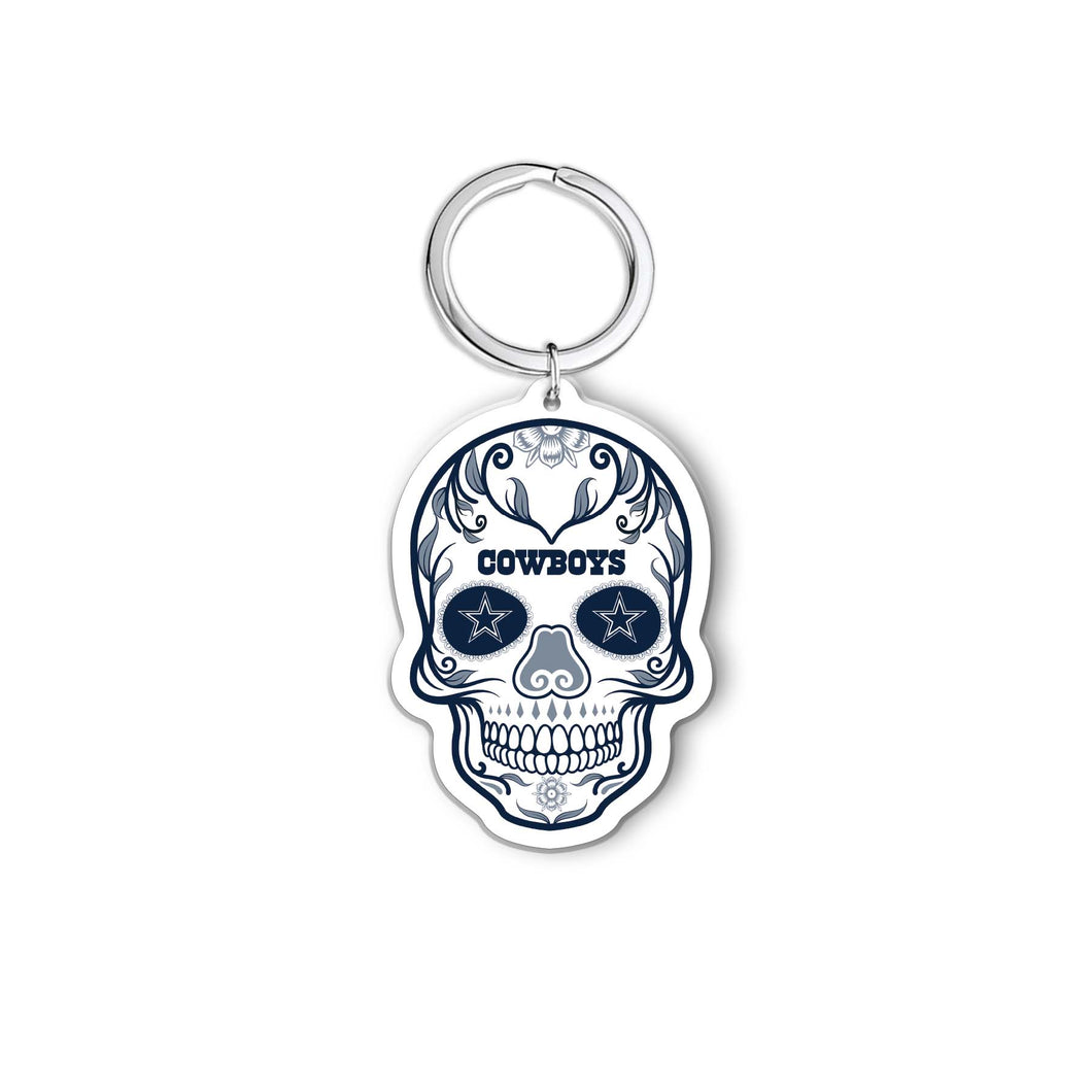 NFL Dallas Cowboys Acrylic Día De Los Muertos Skull Keychain