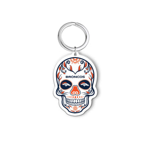 NFL Denver Broncos Acrylic Día De Los Muertos Skull Keychain