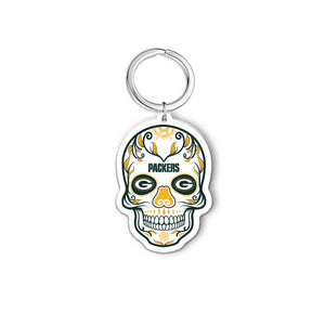 NFL Green Bay Packers Acrylic Día De Los Muertos Skull Keychain