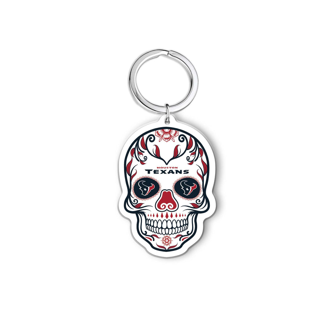 NFL Houston Texans Acrylic Día De Los Muertos Skull Keychain