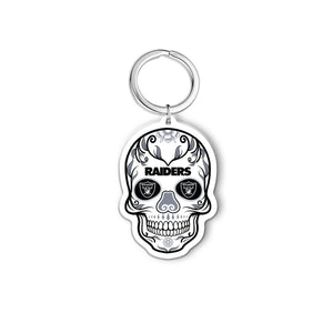 NFL Las Vegas Raiders Acrylic Día De Los Muertos Skull Keychain