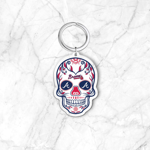 MLB Atlanta Braves Acrylic Día De Los Muertos Skull Keychain