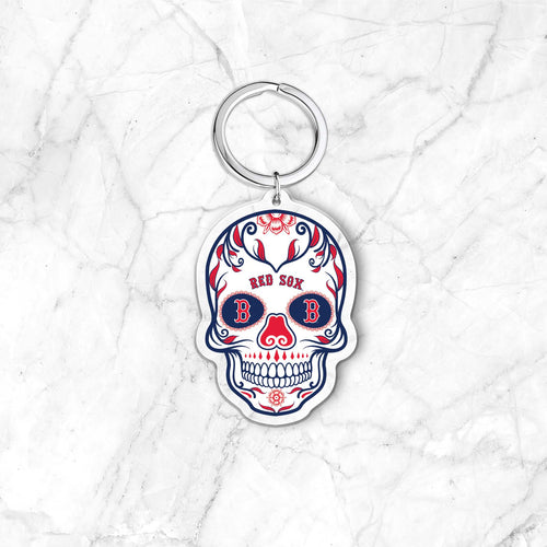 MLB Boston Red Sox Acrylic Día De Los Muertos Skull Keychain
