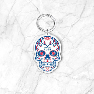 MLB Chicago Cubs Acrylic Día De Los Muertos Skull Keychain