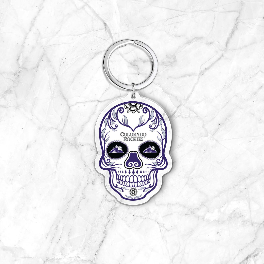 MLB Colorado Rockies Acrylic Día De Los Muertos Skull Keychain