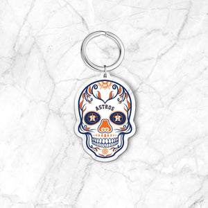 MLB Houston Astros Acrylic Día De Los Muertos Skull Keychain