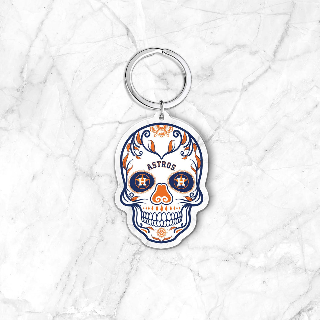 MLB Houston Astros Acrylic Día De Los Muertos Skull Keychain