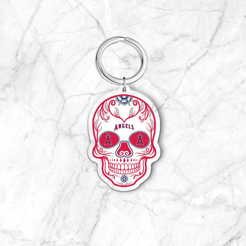 MLB Los Angeles Angels Acrylic Día De Los Muertos Skull Keychain