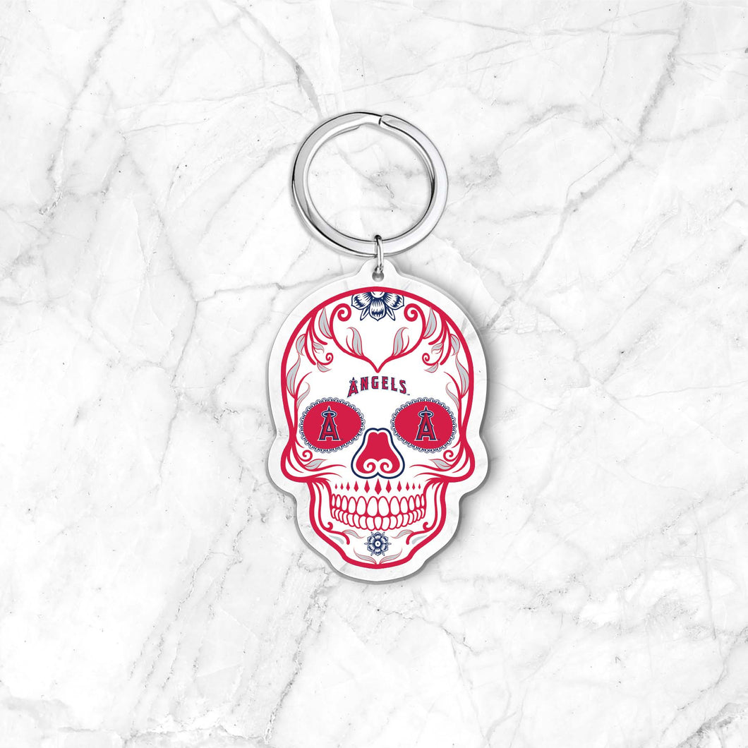 MLB Los Angeles Angels Acrylic Día De Los Muertos Skull Keychain