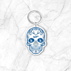 MLB Los Angeles Dodgers Acrylic Día De Los Muertos Skull Keychain