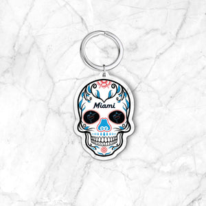 MLB Miami Marlins Acrylic Día De Los Muertos Skull Keychain