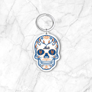 MLB New York Mets Acrylic Día De Los Muertos Skull Keychain