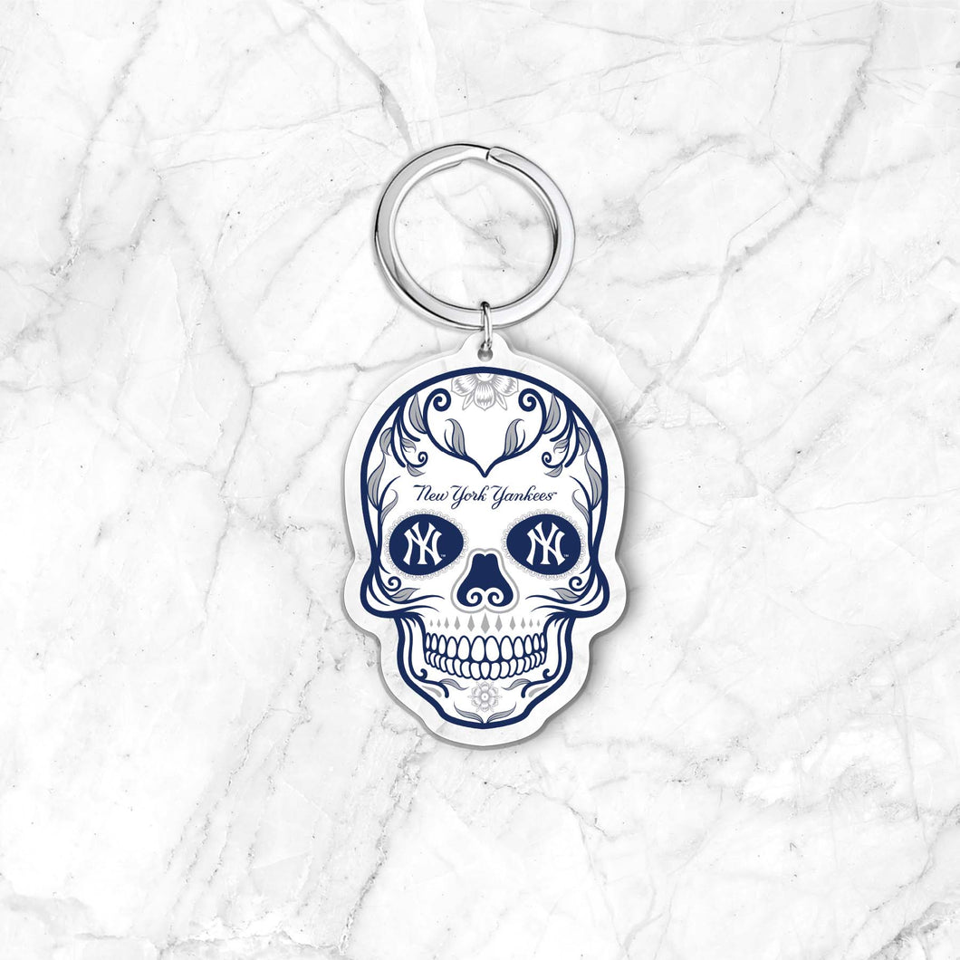 MLB New York Yankees Acrylic Día De Los Muertos Skull Keychain