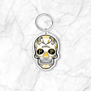 MLB Pittsburgh Pirates Acrylic Día De Los Muertos Skull Keychain