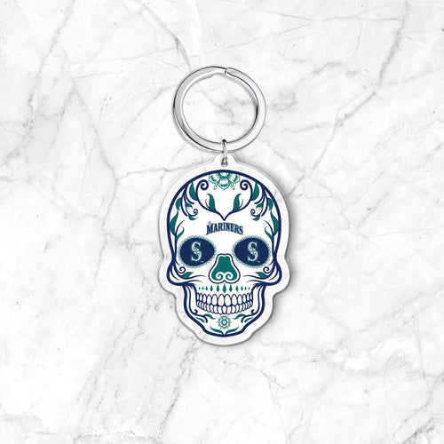 MLB Seattle Mariners Acrylic Día De Los Muertos Skull Keychain