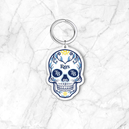 MLB Tampa Bay Rays Acrylic Día De Los Muertos Skull Keychain