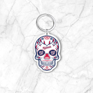 MLB Washington Nationals Acrylic Día De Los Muertos Skull Keychain