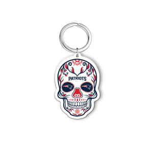 NFL New England Patriots Acrylic Día De Los Muertos Skull Keychain