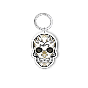 NFL New Orleans Saints Acrylic Día De Los Muertos Skull Keychain