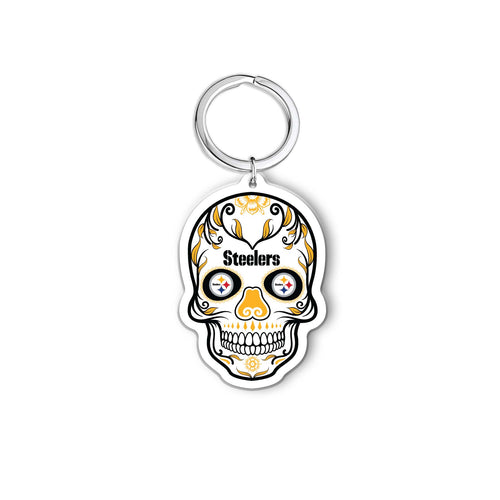 NFL Pittsburgh Steelers Acrylic Día De Los Muertos Skull Keychain