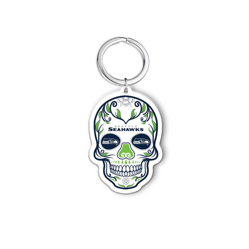 NFL Seattle Seahawks Acrylic Día De Los Muertos Skull Keychain